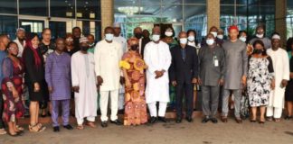 Permanent Secretary, Federal Ministry of Labour and employment, Dr Yerima Tarfa (7th right), Director, Employment and Wages, Mr. John Audu Nyamali (6th right) with other participants of the 5th Meeting of the National Employment Council, in Abuja