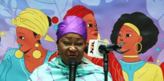 Hon.Dr. Asabe Vilita Bashir delivering her speech during the Press Briefing in her office